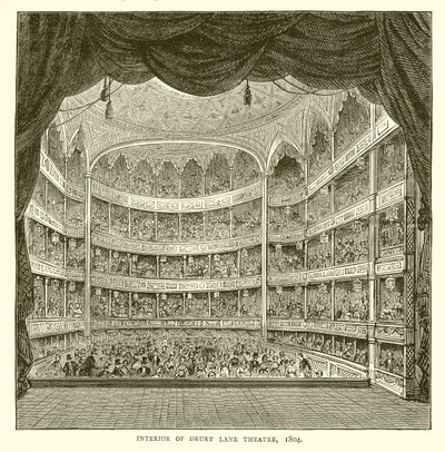 Interieur van Drury Lane Theater, 1804 door English School
