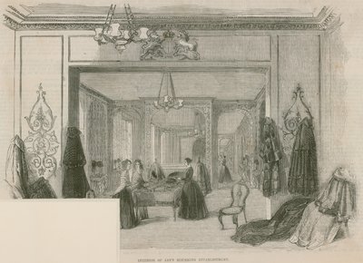 Interieur van Jays Rouwetablissement, Regent Street, Londen door English School