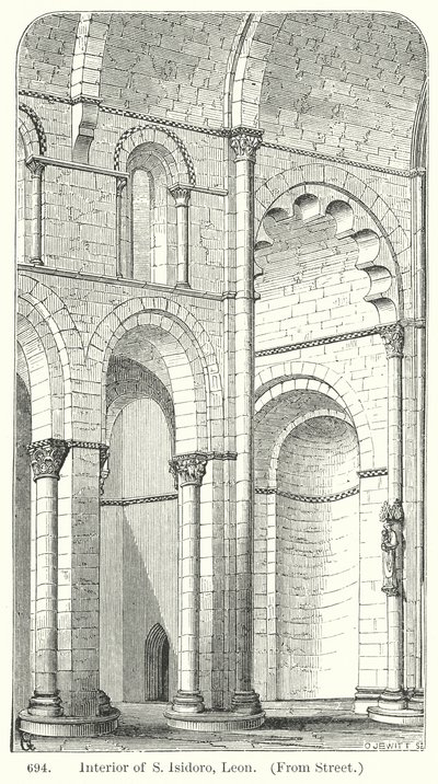 Interieur van S Isidoro, Leon (gravure) door English School