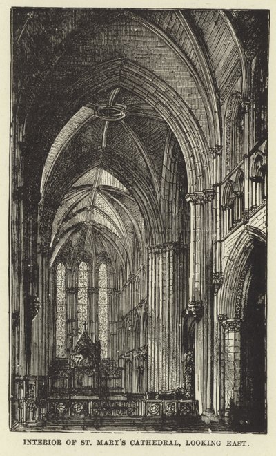 Interieur van St Marys-kathedraal, kijkend naar het oosten door English School