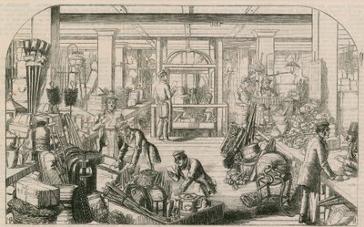 Interieur van een stadswarenhuis, Londen door English School