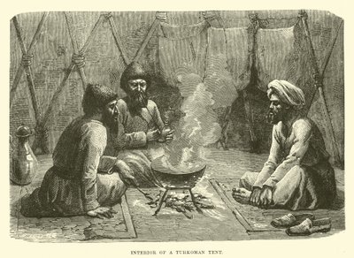 Interieur van een Turkmeense tent door English School