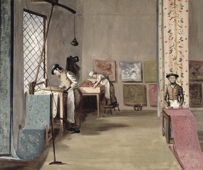 Interieur van een behangfabriek door English School