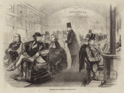 Interieur van een Amerikaanse Spoorwegwagon door English School