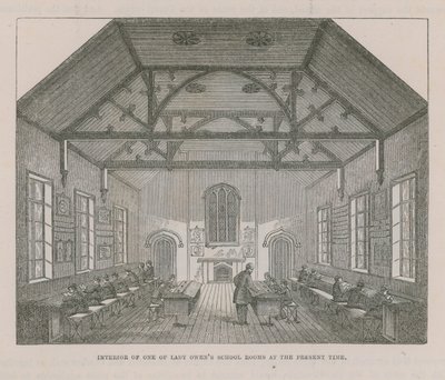 Interieur van een van Lady Owens klaslokalen door English School