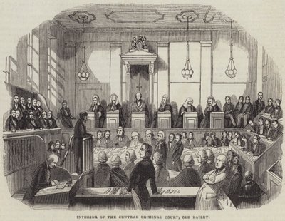 Interieur van het Centraal Strafhof, Old Bailey (gravure) door English School