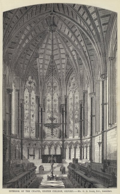 Interieur van de kapel, Exeter College, Oxford door English School