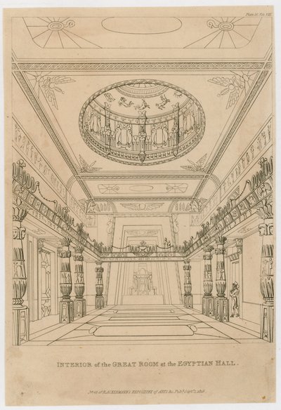Interieur van de Grote Kamer in de Egyptische Hal, Piccadilly door English School