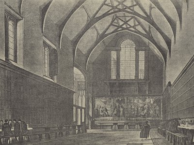 Interieur van de hal, 1816 (gravure) door English School