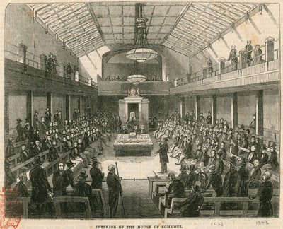 Interieur van het House of Commons, Westminster, Londen door English School