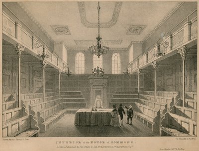 Interieur van het Lagerhuis, Westminster, Londen door English School