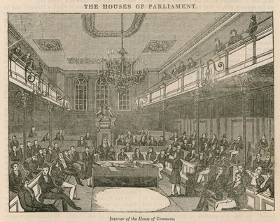 Interieur van het Lagerhuis, Westminster, Londen door English School