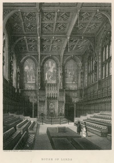 Interieur van het Hogerhuis, Westminster, Londen door English School