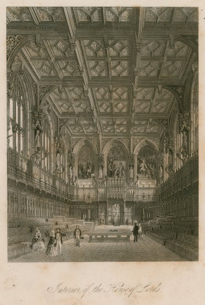 Interieur van het Hogerhuis, Westminster, Londen door English School