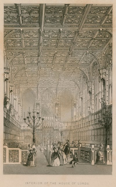 Interieur van het Hogerhuis, Westminster, Londen door English School
