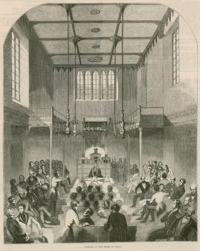 Interieur van het Hogerhuis, Westminster, Londen door English School
