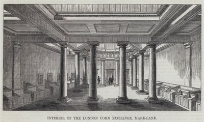 Interieur van de London Corn Exchange, Mark-Lane (gravure) door English School