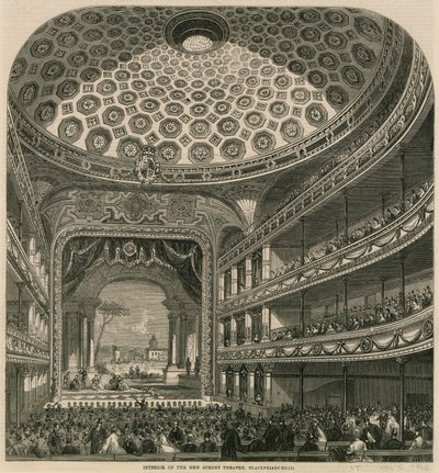 Interieur van het New Surrey Theatre, Blackfriars Road, Londen door English School