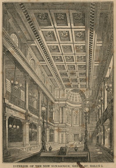 Interieur van de Nieuwe Synagoge, Great St Helens, Londen door English School