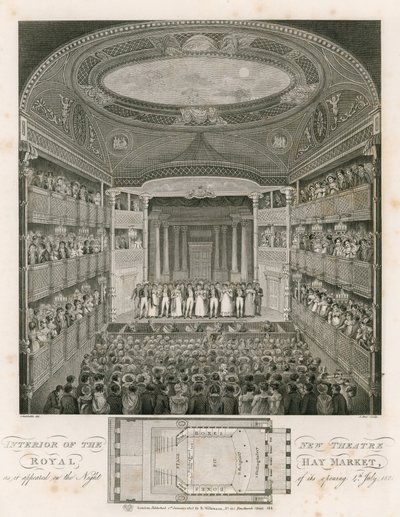 Interieur van het Nieuwe Theater Royal, Haymarket, Londen door English School