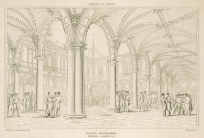 Interieur van de Royal Exchange, Londen, kijkend naar het zuidwesten door English School