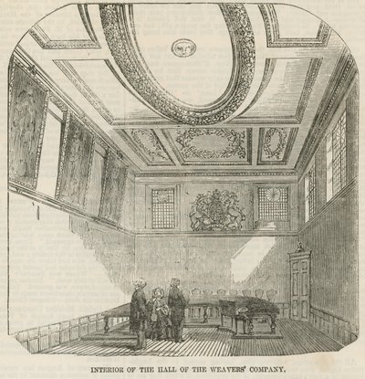 Interieur van de hal van de Weavers Company door English School