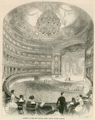 Interieur van het nieuwe Italiaanse Operahuis, Covent Garden, Londen door English School