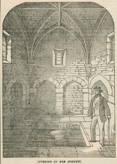 Interieur van de oude waterleiding in Kensington door English School