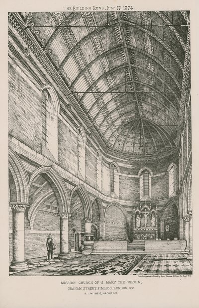 Binnenaanzicht van de Missiekerk van St. Mary the Virgin door English School
