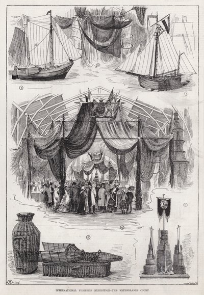 Internationale Visserij Tentoonstelling, De Nederlandse Hof (gravure) door English School