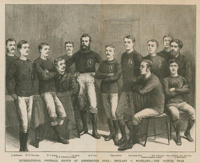 Internationale voetbalwedstrijd op Kennington Oval; Engeland tegen Schotland, het Schotse team door English School