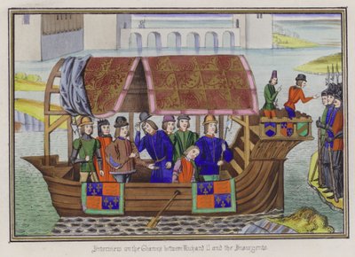 Interview op de Theems tussen koning Richard II en de opstandelingen door English School