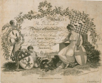 Uitnodiging voor een banket in de Guildhall, Londen, op 9 november 1820 door English School