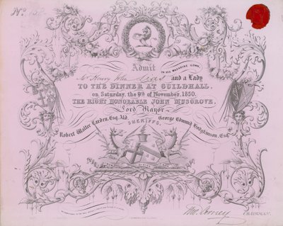 Uitnodiging voor een banket in de Guildhall, Londen, op 9 november 1850 door English School