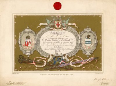 Uitnodiging voor een banket in de Guildhall, Londen, op 9 november 1853 door English School