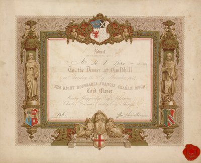 Uitnodiging voor een banket in de Guildhall, Londen, op 9 november 1854 door English School