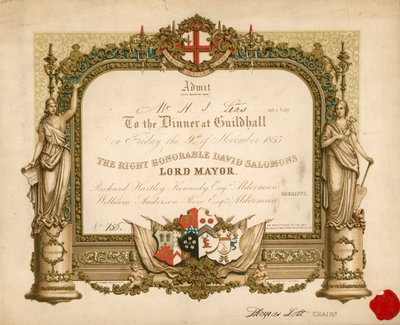 Uitnodiging voor een banket in de Guildhall, Londen, op 9 november 1855 door English School