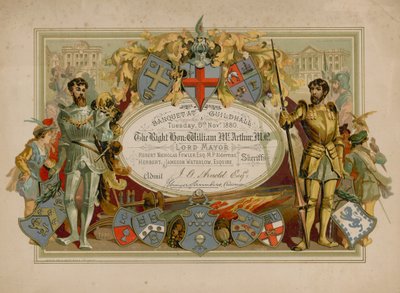 Uitnodiging voor een banket in de Guildhall, Londen, op 9 november 1880 door English School
