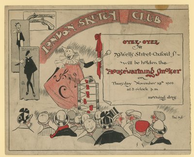 Uitnodiging voor een evenement bij de London Sketch Club door English School
