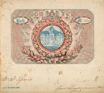 Uitnodiging voor de kroning van George IV in 1821 door English School