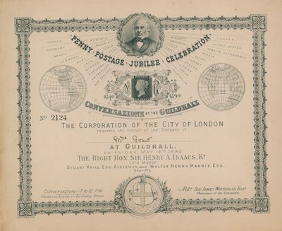 Uitnodiging voor de Penny Postage Jubileumviering door English School