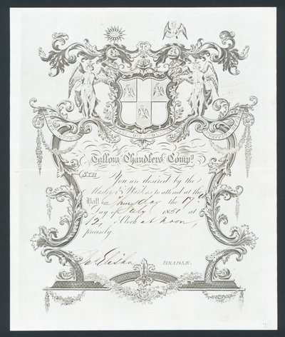 Uitnodiging voor het bal van de Tallow Chandlers Company, Londen door English School