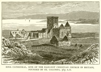 Iona-kathedraal, locatie van de vroegste christelijke kerk in Groot-Brittannië, gesticht door St. Columba, 563 n.Chr. door English School