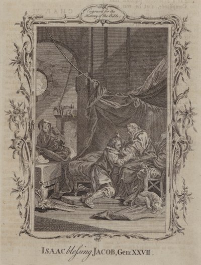 Isaak zegent Jakob (gravure) door English School