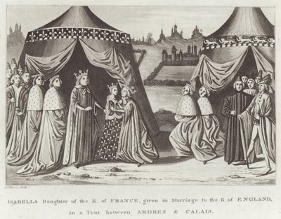Isabella, Dochter van de Koning van Frankrijk, uitgehuwelijkt aan de Koning van Engeland, in een Tent tussen Ardres en Calais door English School