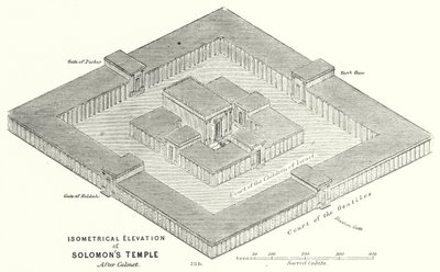 Isometrische elevatie van de tempel van Salomo, naar Calmet (gravure) door English School
