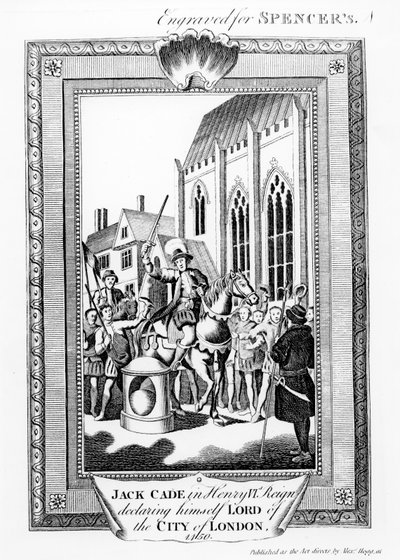 Jack Cade (overleden 1450) in het Regeer van Henry VI Verklaart Zichzelf Heer van de Stad Londen, gegraveerd voor Spencer