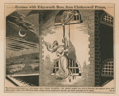 Jack Sheppard ontsnapt met Edgeworth Bess uit de Clerkenwell Prison door English School