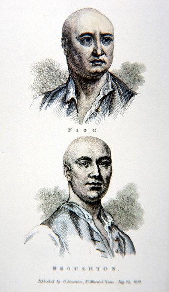 James Figg en Jack Broughton, van een prent gepubliceerd in 1812 door English School