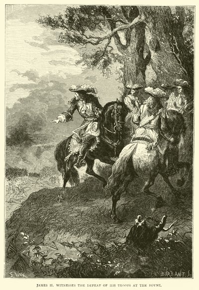 Jacob II ziet de nederlaag van zijn troepen bij de Boyne door English School